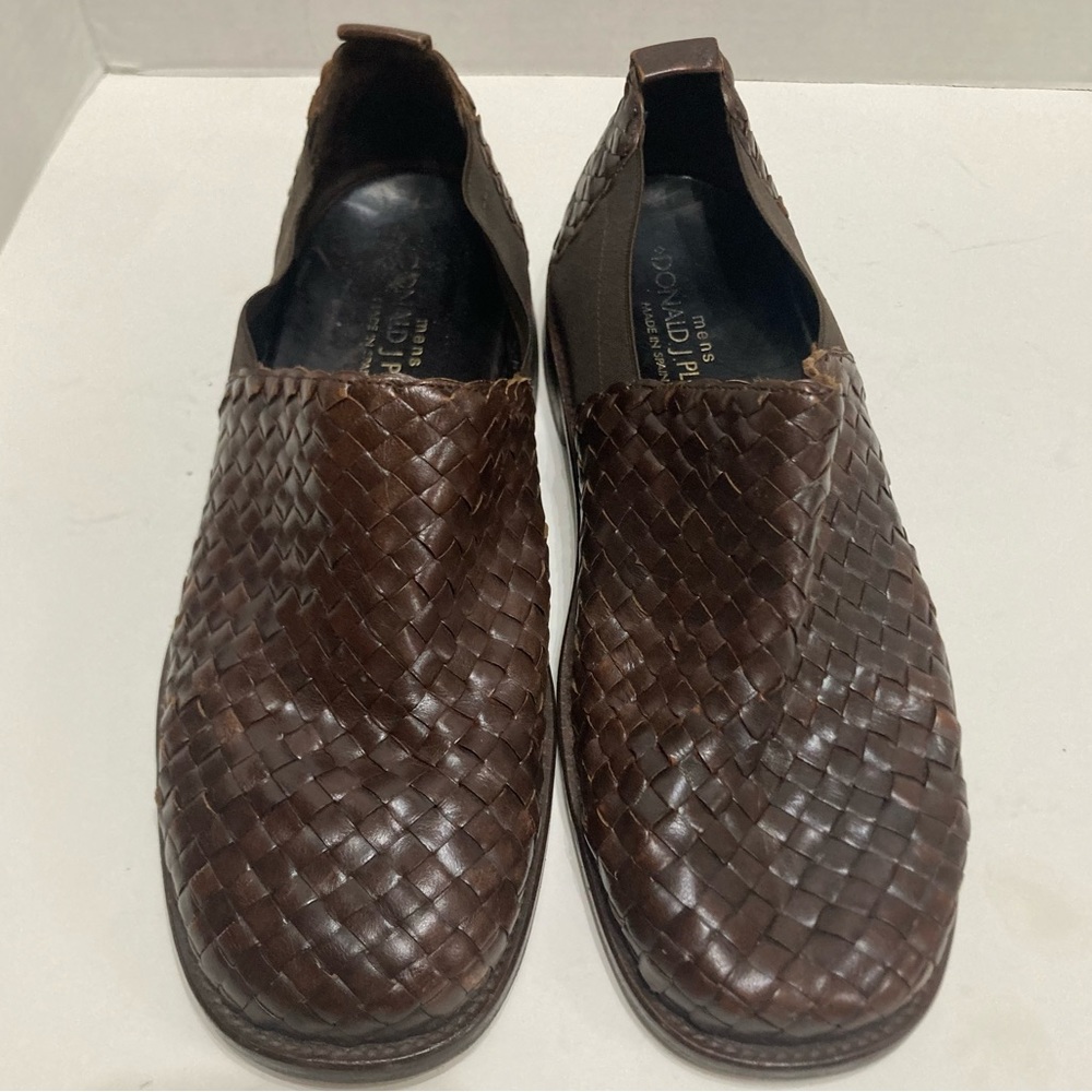 DONALD J PLINER Mens Woven Dark Brown Leather  Shoes Size 8.5 Spain